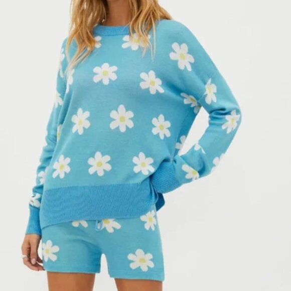 Beach Riot Women’s Callie Spring Daisy Blue Sweater Coverup Size S - Picture 5 of 10